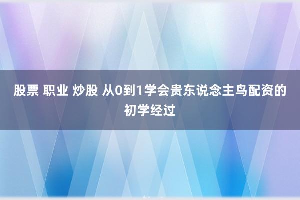 股票 职业 炒股 从0到1学会贵东说念主鸟配资的初学经过