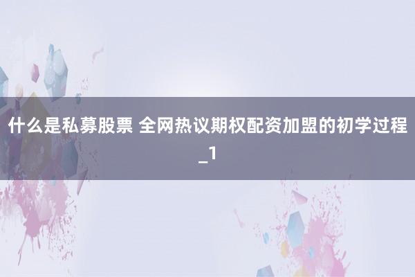 什么是私募股票 全网热议期权配资加盟的初学过程_1