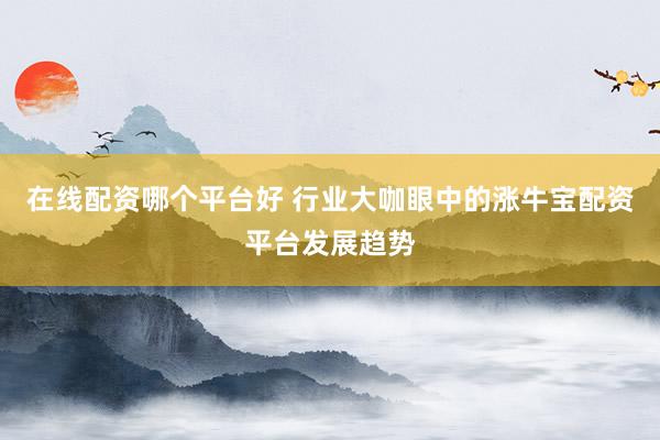 在线配资哪个平台好 行业大咖眼中的涨牛宝配资平台发展趋势