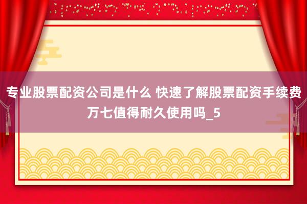 专业股票配资公司是什么 快速了解股票配资手续费万七值得耐久使用吗_5