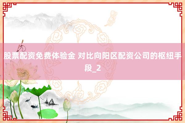 股票配资免费体验金 对比向阳区配资公司的枢纽手段_2