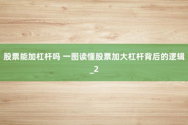 股票能加杠杆吗 一图读懂股票加大杠杆背后的逻辑_2