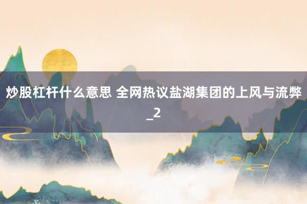 炒股杠杆什么意思 全网热议盐湖集团的上风与流弊_2