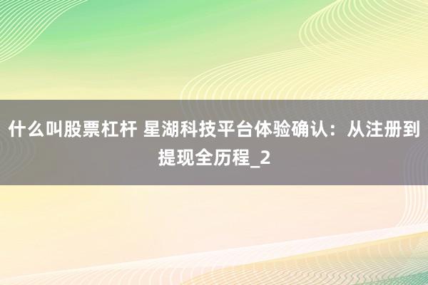 什么叫股票杠杆 星湖科技平台体验确认：从注册到提现全历程_2