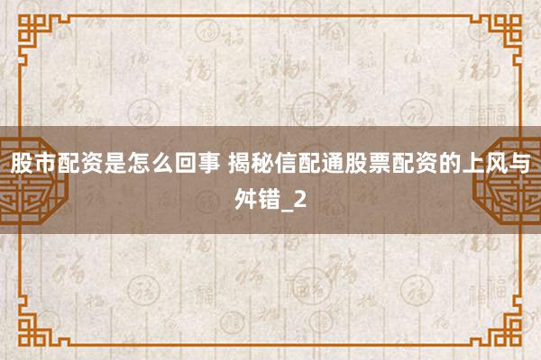 股市配资是怎么回事 揭秘信配通股票配资的上风与舛错_2