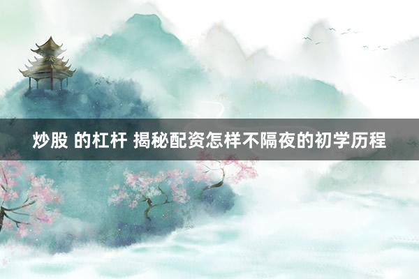 炒股 的杠杆 揭秘配资怎样不隔夜的初学历程