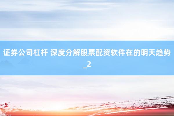 证券公司杠杆 深度分解股票配资软件在的明天趋势_2