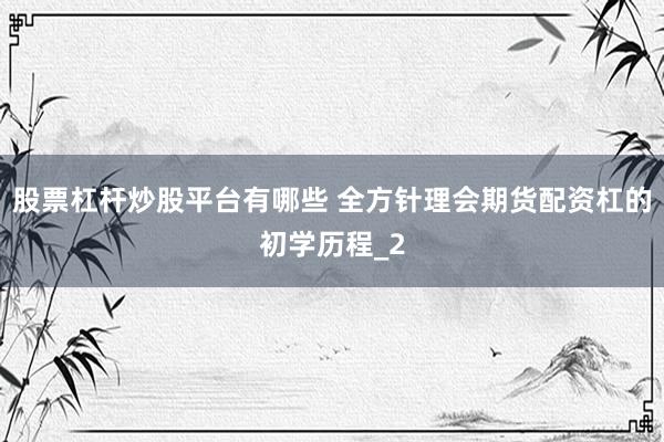 股票杠杆炒股平台有哪些 全方针理会期货配资杠的初学历程_2