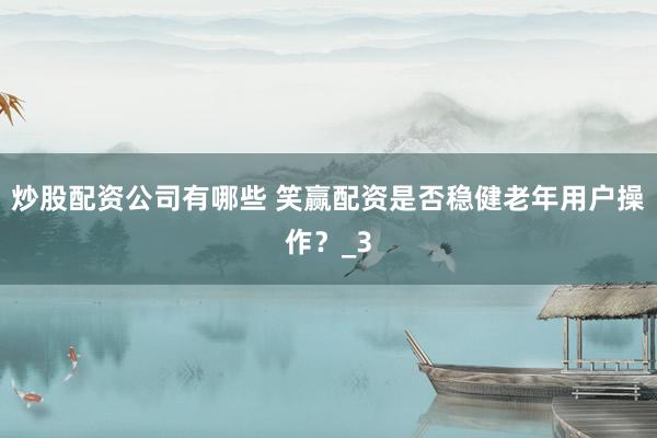 炒股配资公司有哪些 笑赢配资是否稳健老年用户操作？_3