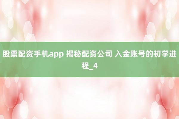 股票配资手机app 揭秘配资公司 入金账号的初学进程_4