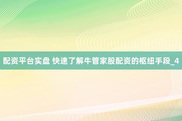 配资平台实盘 快速了解牛管家股配资的枢纽手段_4