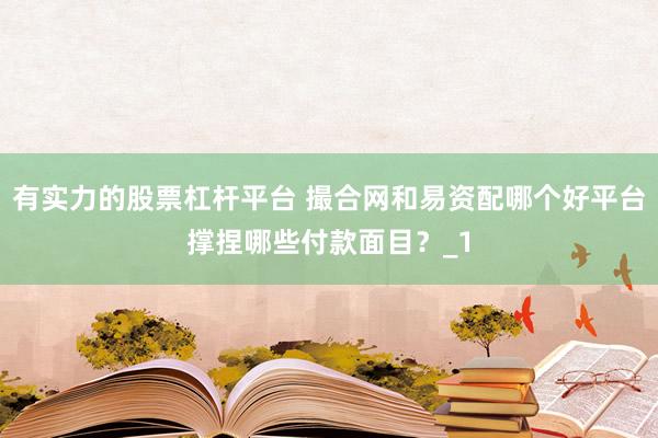 有实力的股票杠杆平台 撮合网和易资配哪个好平台撑捏哪些付款面目？_1
