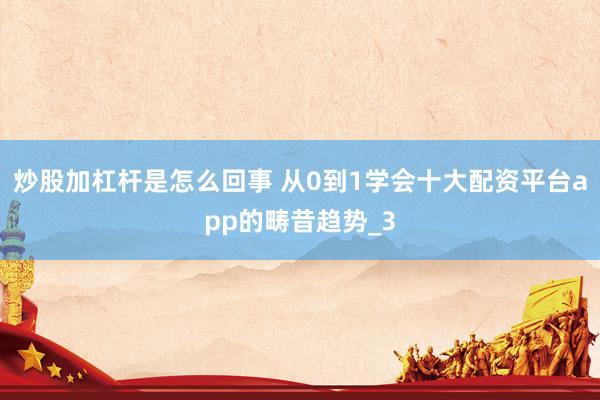 炒股加杠杆是怎么回事 从0到1学会十大配资平台app的畴昔趋势_3