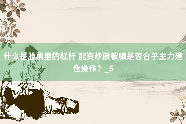 什么是股票里的杠杆 配资炒股被骗是否合乎主力建仓操作？_5