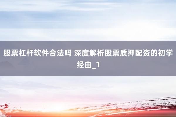 股票杠杆软件合法吗 深度解析股票质押配资的初学经由_1