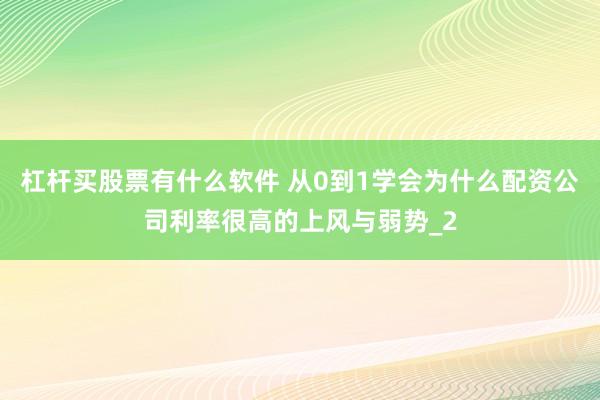 杠杆买股票有什么软件 从0到1学会为什么配资公司利率很高的上风与弱势_2