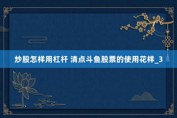 炒股怎样用杠杆 清点斗鱼股票的使用花样_3