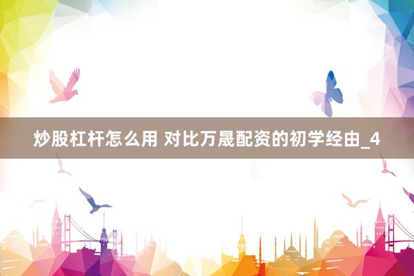 炒股杠杆怎么用 对比万晟配资的初学经由_4