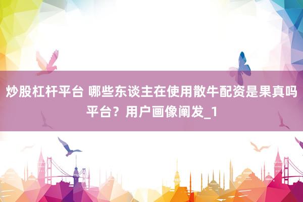 炒股杠杆平台 哪些东谈主在使用散牛配资是果真吗平台？用户画像阐发_1