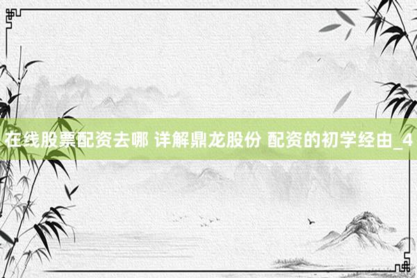 在线股票配资去哪 详解鼎龙股份 配资的初学经由_4