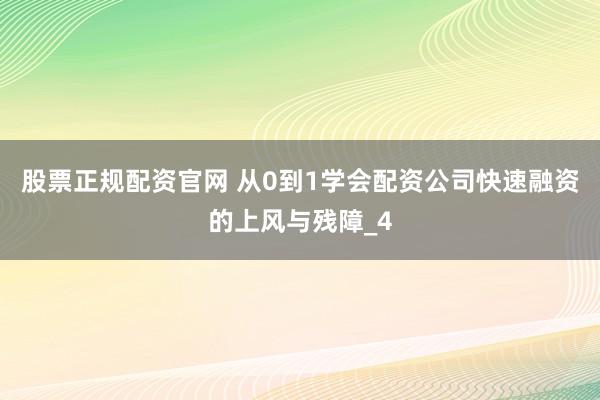 股票正规配资官网 从0到1学会配资公司快速融资的上风与残障_4