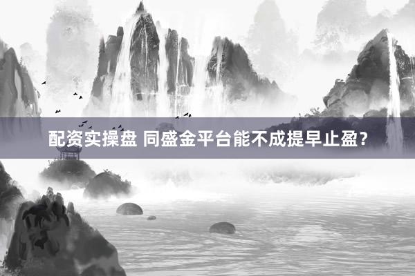 配资实操盘 同盛金平台能不成提早止盈？