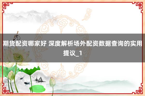 期货配资哪家好 深度解析场外配资数据查询的实用提议_1