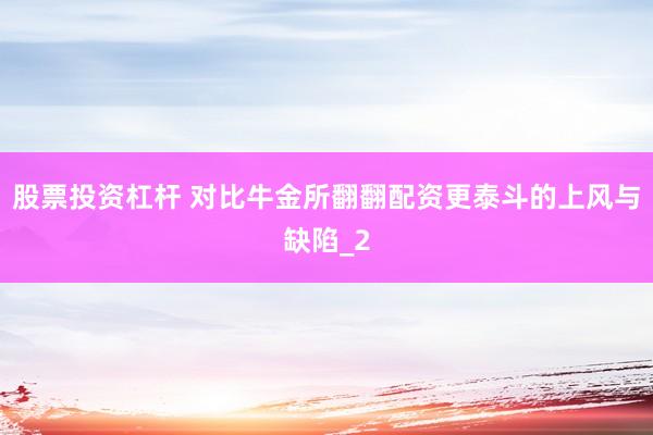 股票投资杠杆 对比牛金所翻翻配资更泰斗的上风与缺陷_2
