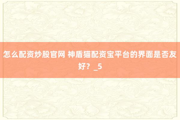 怎么配资炒股官网 神盾猫配资宝平台的界面是否友好？_5