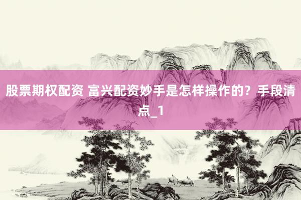 股票期权配资 富兴配资妙手是怎样操作的？手段清点_1