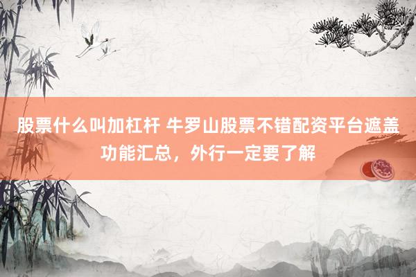 股票什么叫加杠杆 牛罗山股票不错配资平台遮盖功能汇总，外行一定要了解