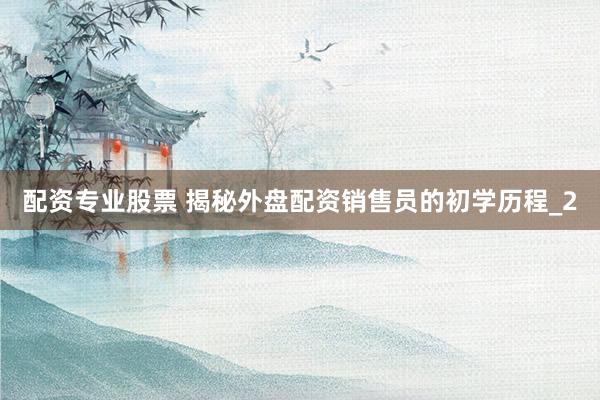 配资专业股票 揭秘外盘配资销售员的初学历程_2