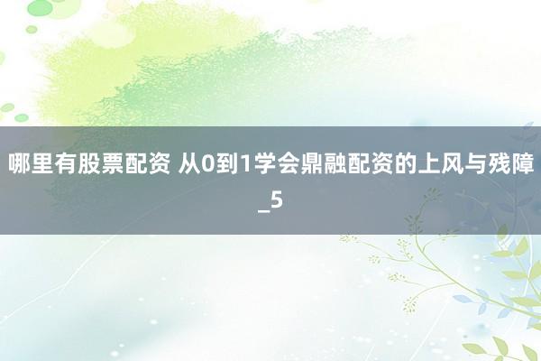 哪里有股票配资 从0到1学会鼎融配资的上风与残障_5