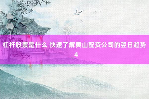 杠杆股票是什么 快速了解黄山配资公司的翌日趋势_4