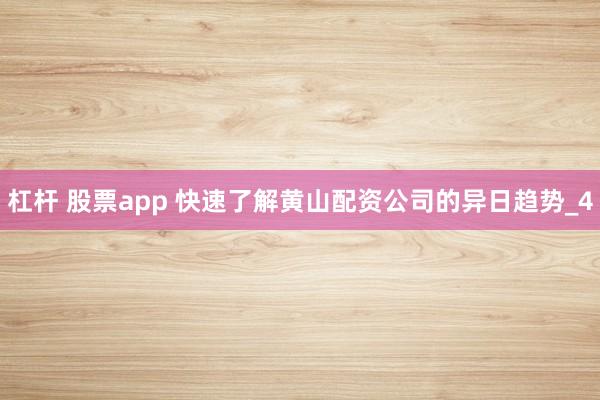 杠杆 股票app 快速了解黄山配资公司的异日趋势_4