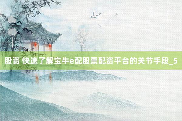 股资 快速了解宝牛e配股票配资平台的关节手段_5