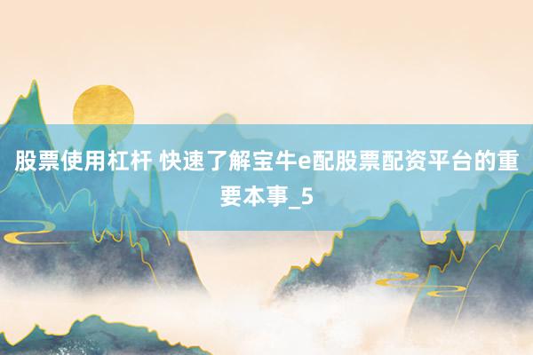 股票使用杠杆 快速了解宝牛e配股票配资平台的重要本事_5