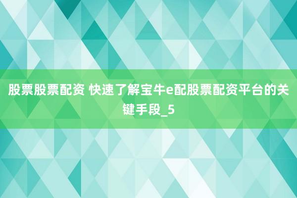 股票股票配资 快速了解宝牛e配股票配资平台的关键手段_5