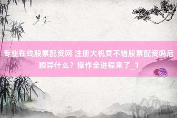 专业在线股票配资网 注册大机灵不错股票配资吗后颖异什么？操作全进程来了_1