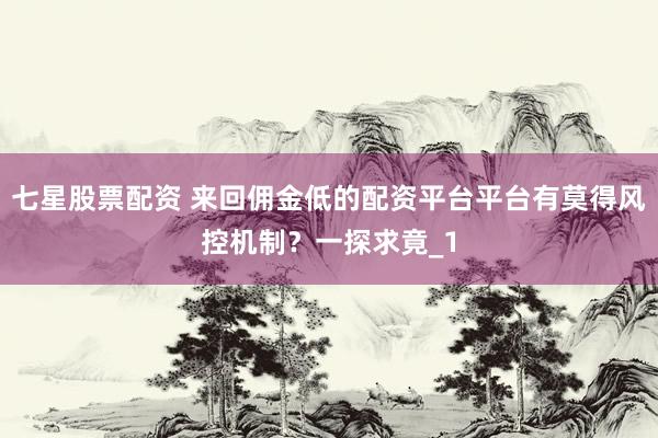 七星股票配资 来回佣金低的配资平台平台有莫得风控机制？一探求竟_1