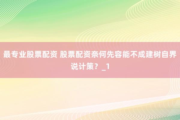 最专业股票配资 股票配资奈何先容能不成建树自界说计策？_1