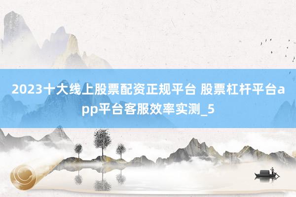 2023十大线上股票配资正规平台 股票杠杆平台app平台客服效率实测_5