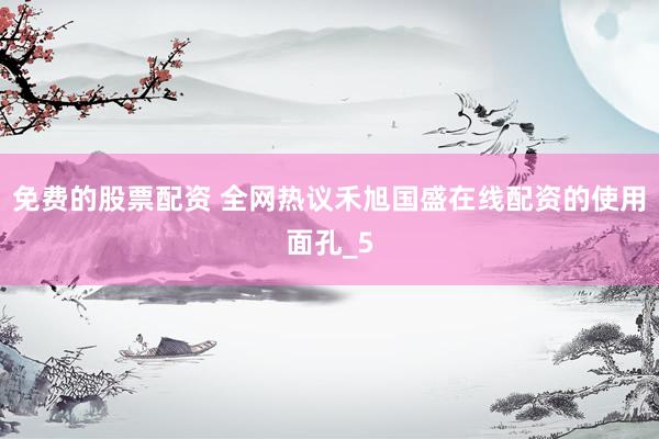 免费的股票配资 全网热议禾旭国盛在线配资的使用面孔_5